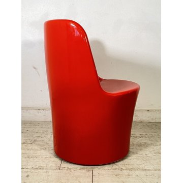 SEDIA SINGOLA UNOPIU POLIPROPILENE LACCATA ROSSA CHAIR POLTRONA MADE IN ITALY 80