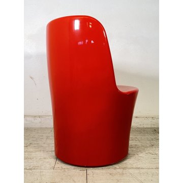 SEDIA SINGOLA UNOPIU POLIPROPILENE LACCATA ROSSA CHAIR POLTRONA MADE IN ITALY 80