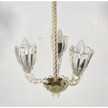 RARISSIMO LAMPADARIO ATTR. ERCOLE BAROVIER E TOSO ANNI 40 VETRO MURANO CEILING