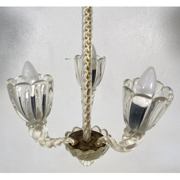 RARISSIMO LAMPADARIO ATTR. ERCOLE BAROVIER E TOSO ANNI 40 VETRO MURANO CEILING