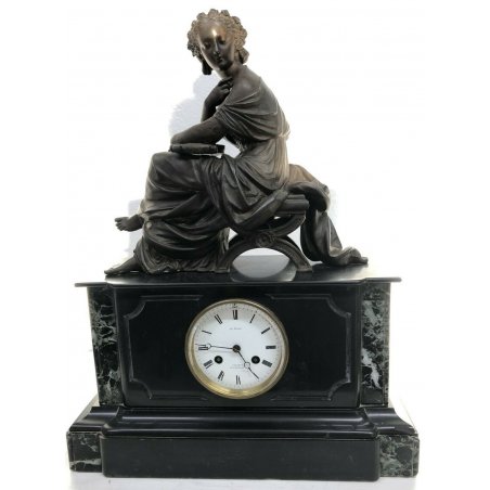 ANTICO OROLOGIO TAVOLO 900 MARMO EPOCA VINTAGE AU NEGRE SARAZING BS DENIS 19 OLD