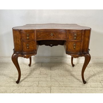 ANTICA SCRIVANIA DA CENTRO CHIPPENDAL SCRITTOIO 1800 LEGNO 5 CASSETTI OLD RADICA