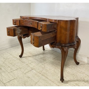 ANTICA SCRIVANIA DA CENTRO CHIPPENDAL SCRITTOIO 1800 LEGNO 5 CASSETTI OLD RADICA