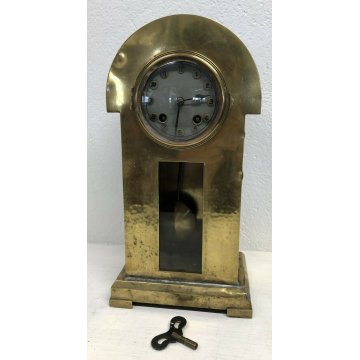 ANTICO OROLOGIO TAVOLO ART NOUVEAU BRASS DORATO PARIGINA 1800 PENDOLO EPOCA