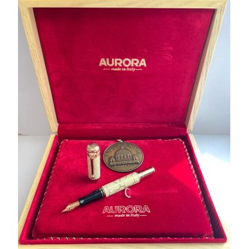 PENNA STILOGRAFICA AURORA JUBILAEUM BOX FOUNTAIN PEN ITALY SCATOLA MEDAGLIONE