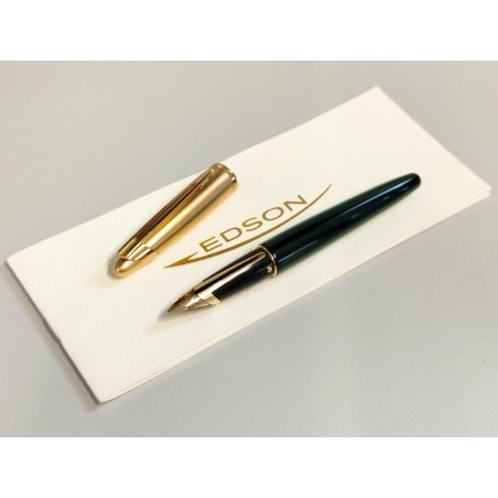 WATERMAN Edson Smeraldo PENNA STILOGRAFICA Vintage Fountain Pen VERDE ORO plume