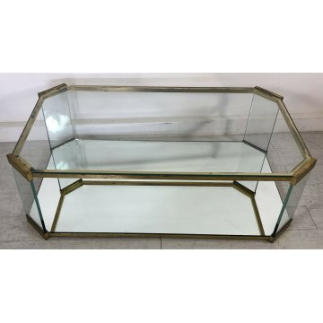 TAVOLO CAFFE SALOTTO DESIGN VETRO ACCIAIO SPECCHIO TABLE GLASS VINTAGE TAVOLINO 