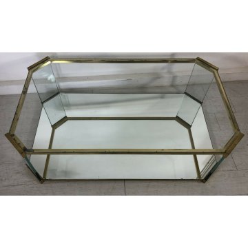 TAVOLO CAFFE SALOTTO DESIGN VETRO ACCIAIO SPECCHIO TABLE GLASS VINTAGE TAVOLINO 