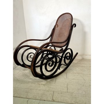 ANTICO DONDOLO FAGGIO marchio N corona PAGLIA VIENNA epoca 1900 THONET VOLPE OLD