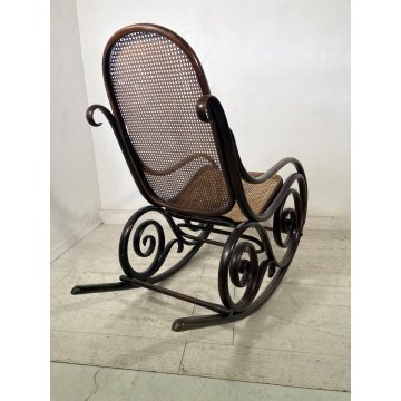 ANTICO DONDOLO FAGGIO marchio N corona PAGLIA VIENNA epoca 1900 THONET VOLPE OLD