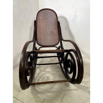 ANTICO DONDOLO FAGGIO marchio N corona PAGLIA VIENNA epoca 1900 THONET VOLPE OLD