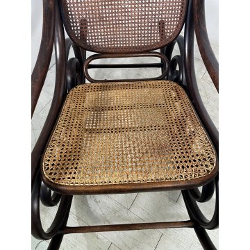 ANTICO DONDOLO FAGGIO marchio N corona PAGLIA VIENNA epoca 1900 THONET VOLPE OLD