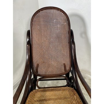 ANTICO DONDOLO FAGGIO marchio N corona PAGLIA VIENNA epoca 1900 THONET VOLPE OLD