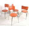 SET 4 SEDIE VINTAGE ARANCIONI DESIGN CALLIGARIS MADE IN ITALY METALLO PELLE 1950