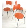 SET 4 SEDIE VINTAGE ARANCIONI DESIGN CALLIGARIS MADE IN ITALY METALLO PELLE 1950