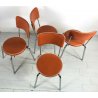 SET 4 SEDIE VINTAGE ARANCIONI DESIGN CALLIGARIS MADE IN ITALY METALLO PELLE 1950