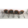 SET 4 SEDIE VINTAGE ARANCIONI DESIGN CALLIGARIS MADE IN ITALY METALLO PELLE 1950