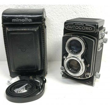 ANTICA MACCHINA FOTOGRAFICA MINOLTA AUTOCORD ROKKOR CITIZEN NERO DECORATA EPOCA