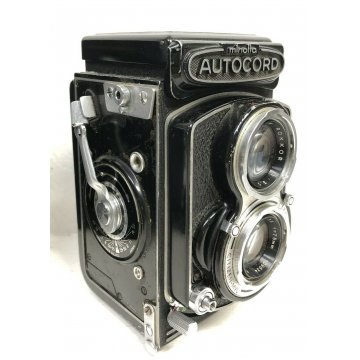 ANTICA MACCHINA FOTOGRAFICA MINOLTA AUTOCORD ROKKOR CITIZEN NERO DECORATA EPOCA