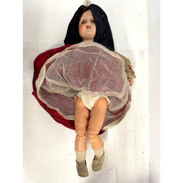 ANTICA BAMBOLA CARTAPESTA GESSATA COSTUME TRADIZIONALE ALSAZIA 50cm DOLL '30/'40