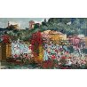 GRANDE QUADRO OLIO TELA  Cascella "Portofino" POLIMATERICO MARINA PAESAGGIO 1980