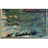 GRANDE QUADRO OLIO TELA  Cascella "Portofino" POLIMATERICO MARINA PAESAGGIO 1980