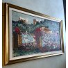 GRANDE QUADRO OLIO TELA  Cascella "Portofino" POLIMATERICO MARINA PAESAGGIO 1980