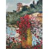 GRANDE QUADRO OLIO TELA  Cascella "Portofino" POLIMATERICO MARINA PAESAGGIO 1980