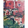 GRANDE QUADRO OLIO TELA  Cascella "Portofino" POLIMATERICO MARINA PAESAGGIO 1980