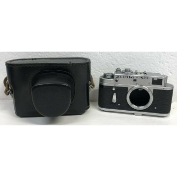 ANTICA MACCHINA FOTOGRAFICA ZORKI 4K CUSTODIA ORIGINALE VINTAGE NERO EPOCA OLD