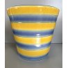 GRANDE ANTICO VASO CACHE POT PORTAVASO CERAMICA G. Petucco GIALLO AZZURRO ø 29cm
