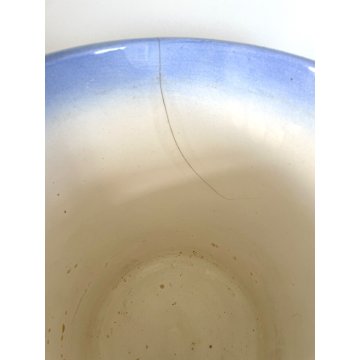 GRANDE ANTICO VASO CACHE POT PORTAVASO CERAMICA G. Petucco GIALLO AZZURRO ø 29cm