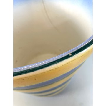 GRANDE ANTICO VASO CACHE POT PORTAVASO CERAMICA G. Petucco GIALLO AZZURRO ø 29cm