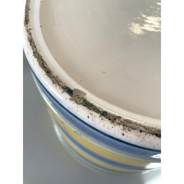 GRANDE ANTICO VASO CACHE POT PORTAVASO CERAMICA G. Petucco GIALLO AZZURRO ø 29cm