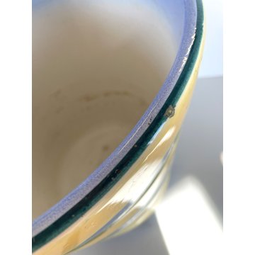 GRANDE ANTICO VASO CACHE POT PORTAVASO CERAMICA G. Petucco GIALLO AZZURRO ø 29cm