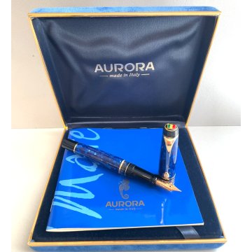 PENNA STILOGRAFICA AURORA MARE BLU BOX FOUNTAIN PEN ITALY SCATOLA BROCHURE