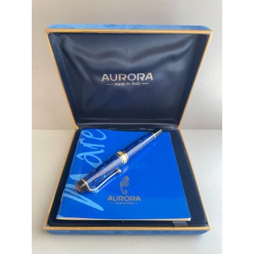 PENNA STILOGRAFICA AURORA MARE BLU BOX FOUNTAIN PEN ITALY SCATOLA BROCHURE