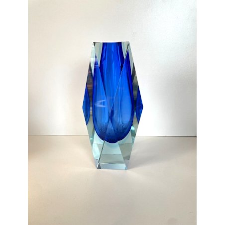 VASO MURANO VETRO SOMMERSO A. Mandruzzato BLU COBALTO SFACCETTATO VINTAGE '50