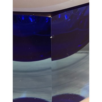 CIOTOLA BOWL MURANO VETRO SOMMERSO F. Poli BLU OLTREMARE OTTAGONALE SFACCETTATO