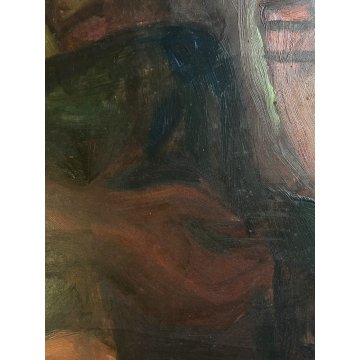 QUADRO DIPINTO OLIO A. Capocci RITRATTO FIGURA UOMO CONTADINO ALBERO SCALA '60