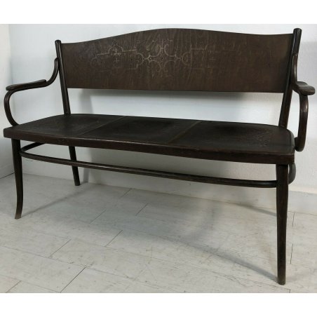 PANCA PANCHINA SEDIA LEGNO CURVO DIVANETTO THONET 3 POSTI DECORAZIONI EPOCA 1900