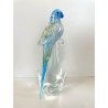 SCULTURA PAPPAGALLO VETRO Murano AZZURRO AVVENTURINA 24,5 cm/h VINTAGE 70s