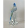 SCULTURA PAPPAGALLO VETRO Murano AZZURRO AVVENTURINA 24,5 cm/h VINTAGE 70s