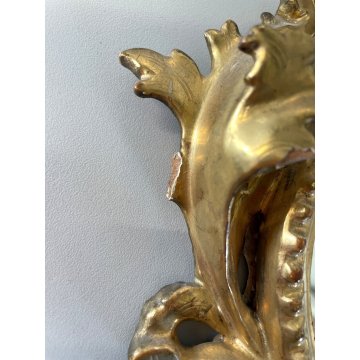 ANTICO SPECCHIO CORNICE LEGNO INTAGLIATO CARTOCCIO BAROCCO FOGLIA ORO '700/'800