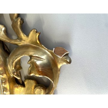 ANTICO SPECCHIO CORNICE LEGNO INTAGLIATO CARTOCCIO BAROCCO FOGLIA ORO '700/'800