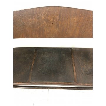 PANCA PANCHINA SEDIA LEGNO CURVO DIVANETTO THONET 3 POSTI DECORAZIONI EPOCA 1900