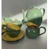 SERVIZIO CAFFE VINTAGE 6 Tazzine CERAMICA RICHARD GINORI VERDE GIALLO ORO '50