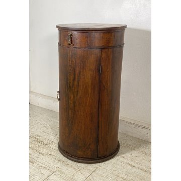 ANTICO COMODINO A COLONNA LEGNO DI NOCE CILINDRO CAMERA LETTO CREDENZA 1800 OLD