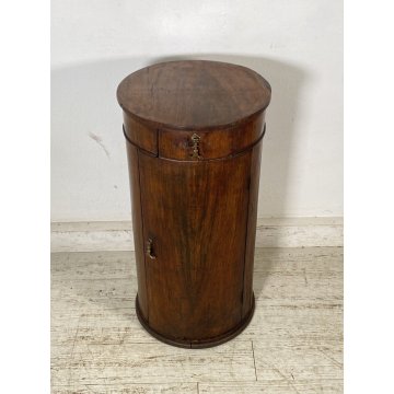 ANTICO COMODINO A COLONNA LEGNO DI NOCE CILINDRO CAMERA LETTO CREDENZA 1800 OLD