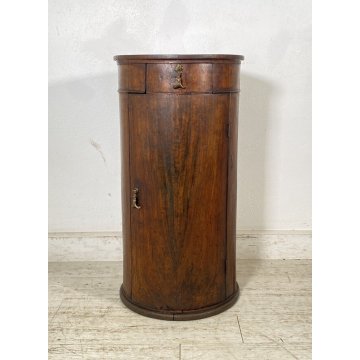 ANTICO COMODINO A COLONNA LEGNO DI NOCE CILINDRO CAMERA LETTO CREDENZA 1800 OLD